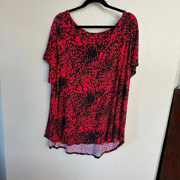 Simply Emma Red Cheetah Print‎ Blouse Size 3X - Picture 1 of 7
